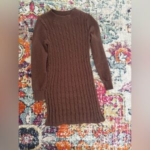 Abercrombie girls brown cable mockneck sweater dress size 5/6